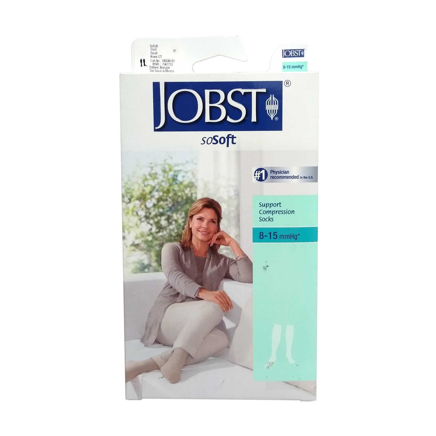 SoSoft Women's Knee High Support Compression Socks, Small, Sand Color, 8-15 mmHg, 1 Pair Each, By Jobst