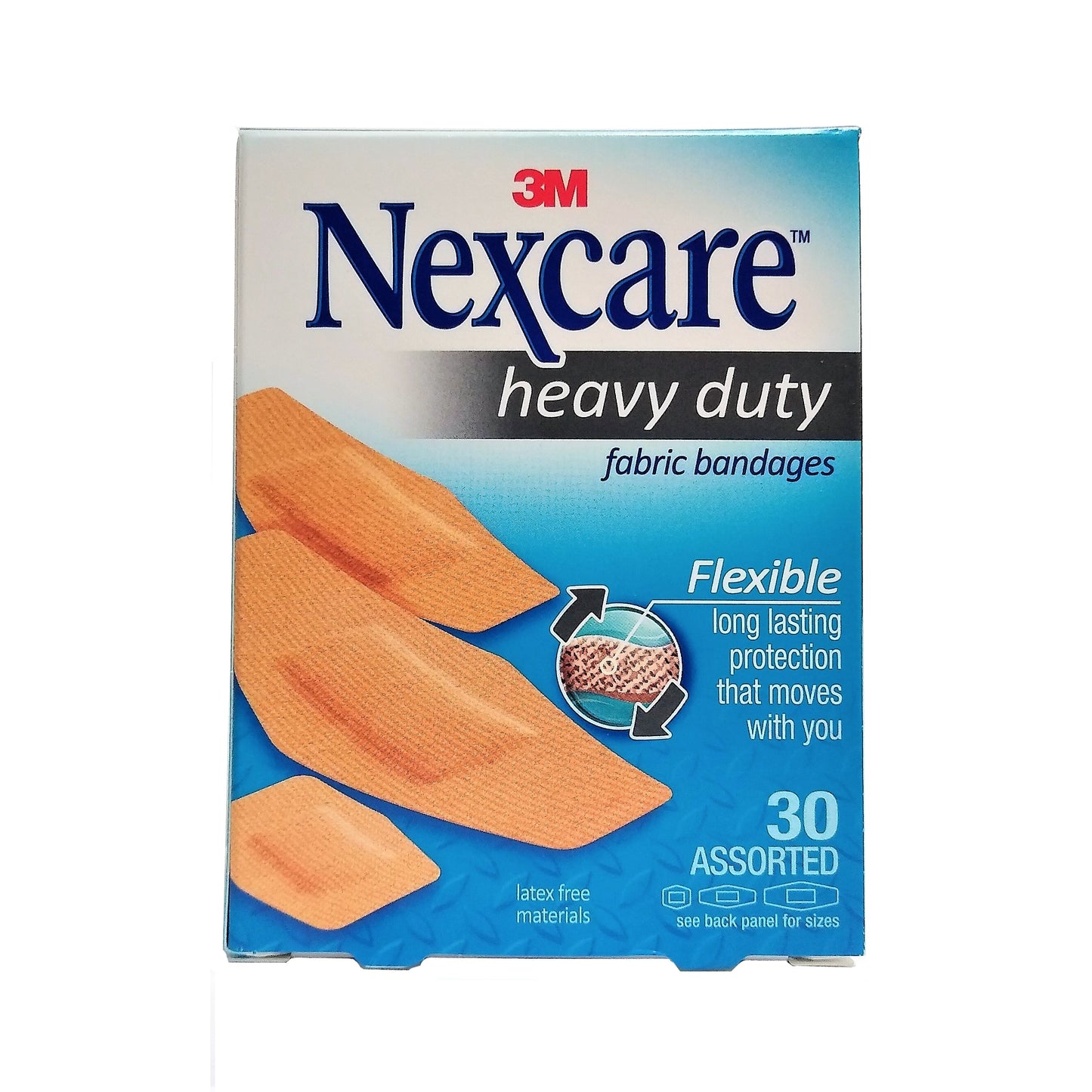 Nexcare Heavy Duty Fabric Bandages, Assorted Sizes, 30 Count, 1 Each, By 3M