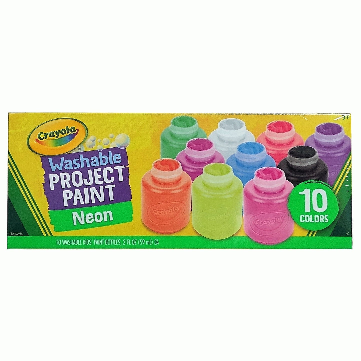 Crayola Washable Project Paint Neon, 10 Paint Bottles, 2 Fl Oz Each, 1 Each, By Binney & Smith Ltc.