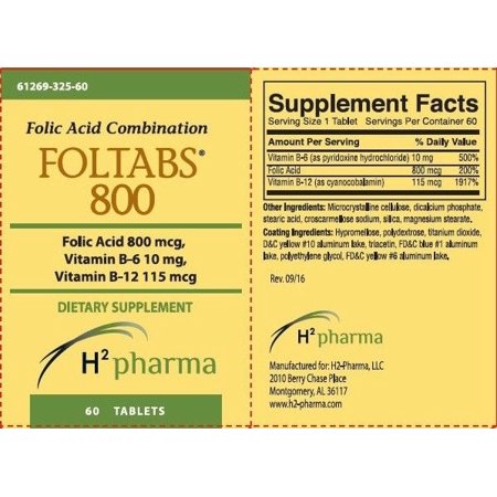 H2 Pharma Foltabs 800 MCoverGirl, 60 Tablets