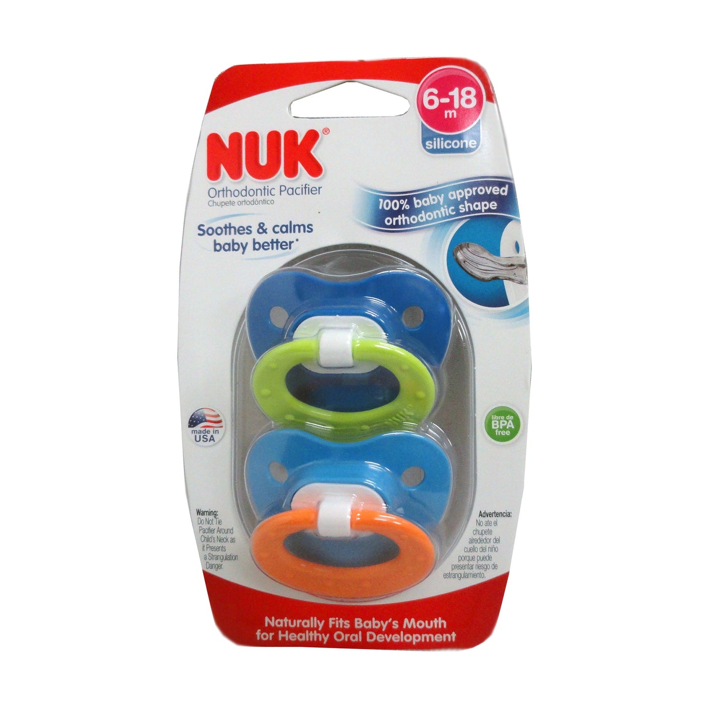 NUK Orthodontic Pacifier for Babies 6-8 months, 2 Count, 1 Each, By NUK
