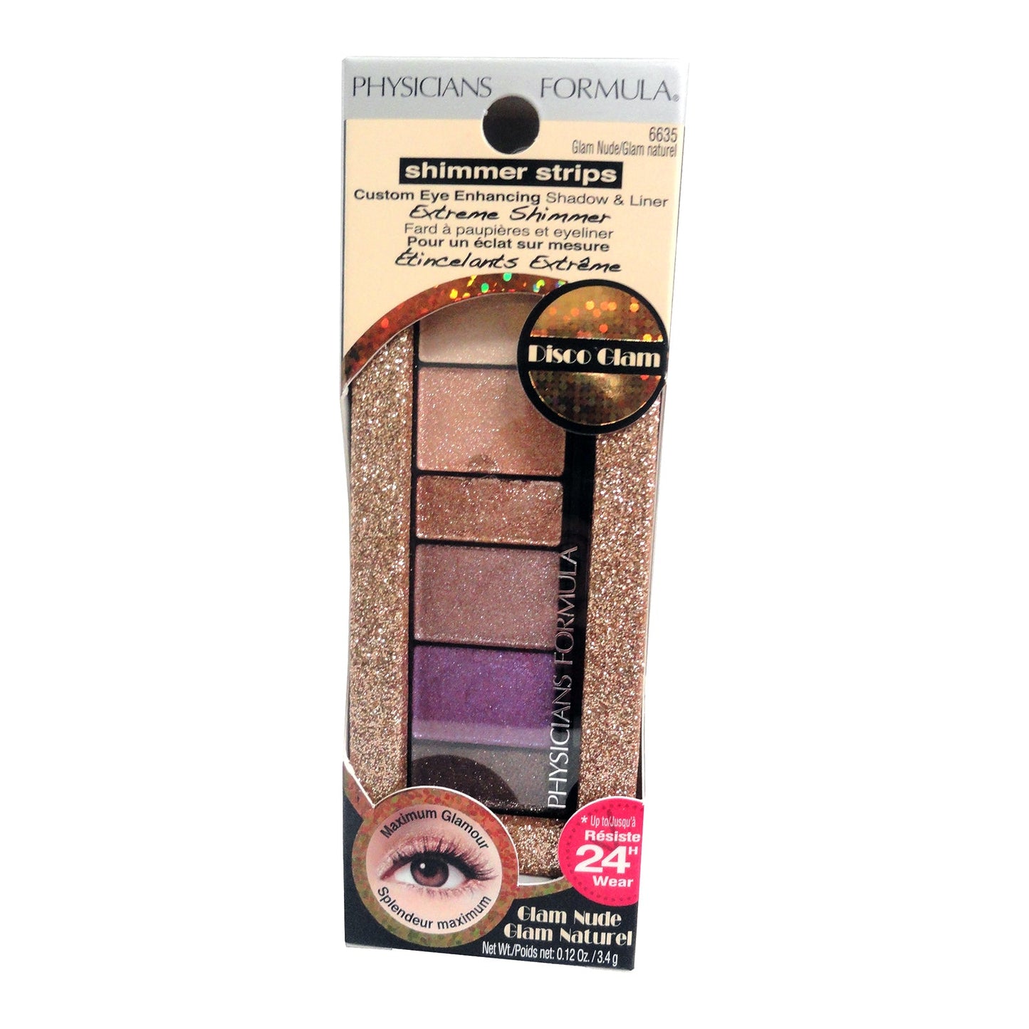 Shimmer Strips, Disco Glam Nude Shadow and Liner, 1 Each, By Physicians Formula