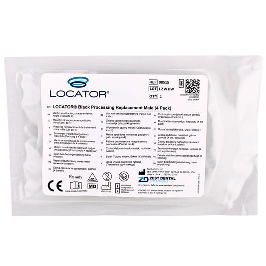 Dental Locator, Processing Male Caps, Black 4 pack, REF# 08515, By Zest Dental Solutions