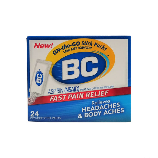 BC On The Go Aspirin, 24 Powder Stick Packs, 1 Box Each, By Prestige Brands