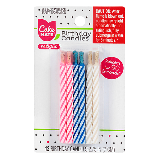 Sign Cake Mate Relight Candle 12/12ct