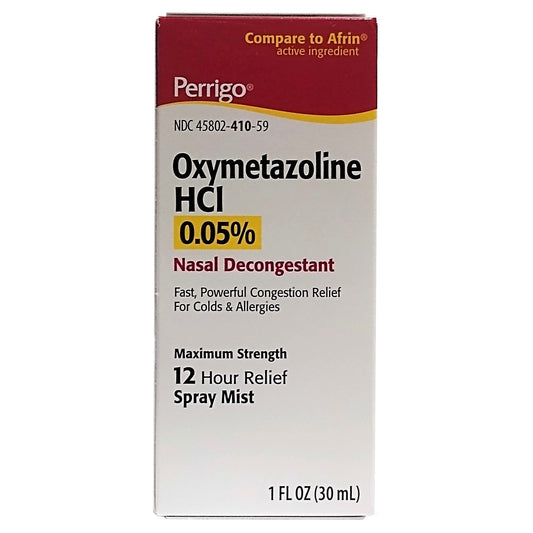 Perrigo Nasal Decongestant 12 Hour Relief Spray Mist 1 Fl OZ, One Box, By Perrigo