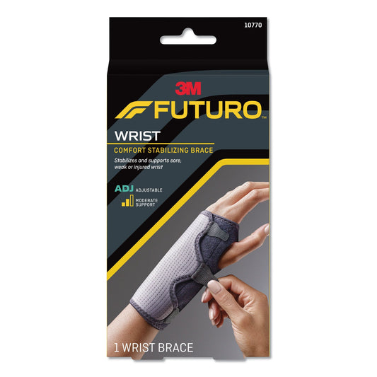Futuro Adjustable Reversible Splint Wrist Brace, Fits Wrists 5.5-8.5in, Black