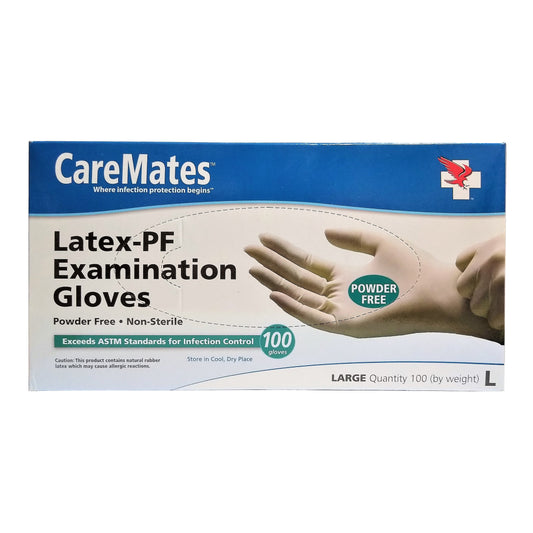 CareMates Latex-PF Examination Gloves, Large, 100 Ct., 1 Box Each, By Shepard Medical Products, Inc.