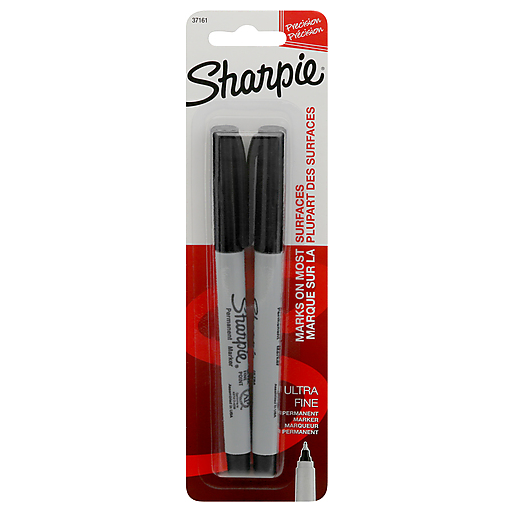 Sanford Sharpie Precision Permanent Markers, Black, Ultra Fine Point, #37161, Two Count Carded