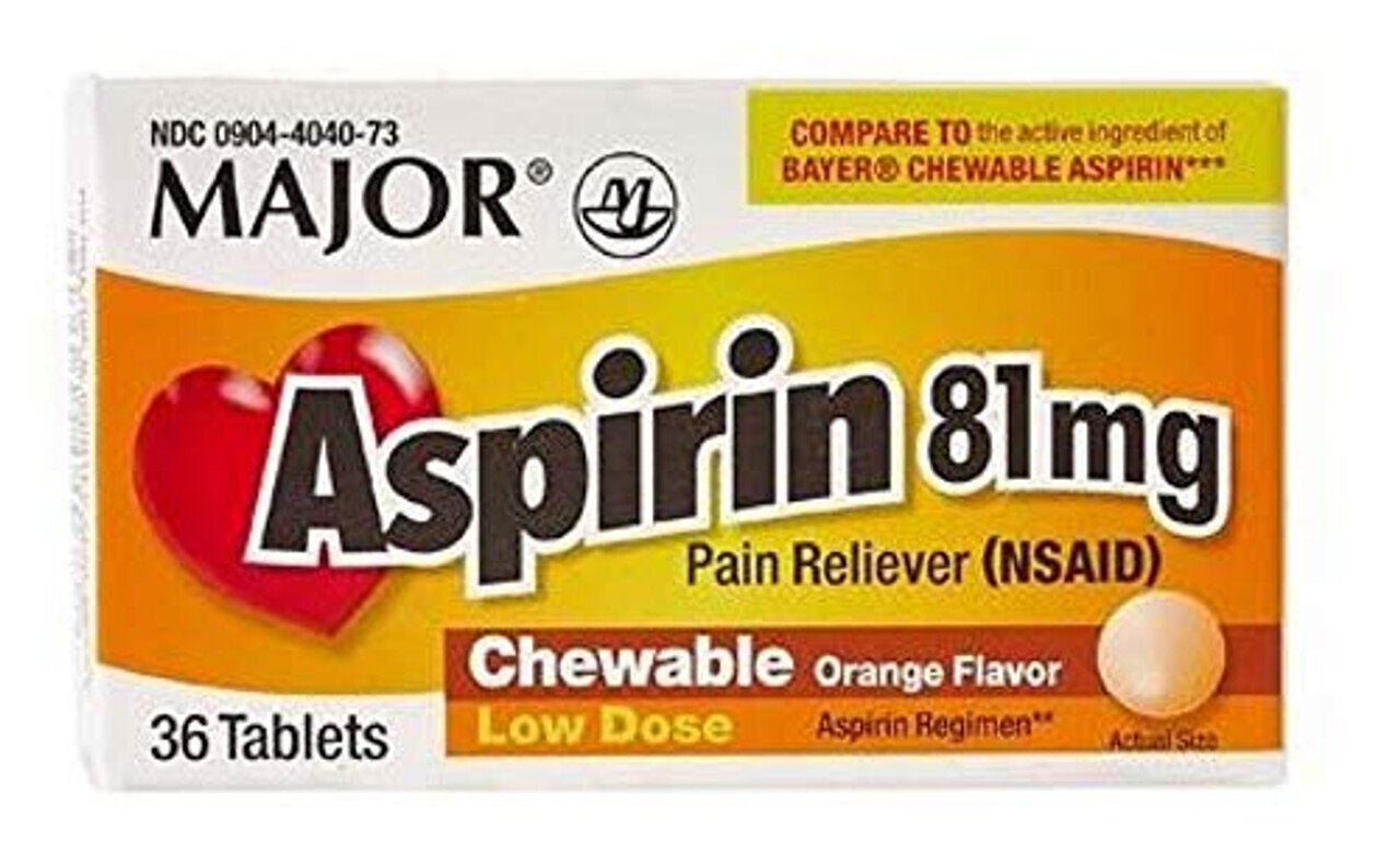 Aspirin 81mg Chew Orange 36ct Maj