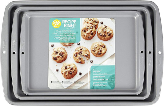 Wilton 2105-975 Recipe Right Non-Stick Cookie Pan Set, 3-Piece