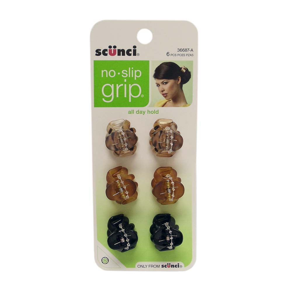 Scunci No-Slip Grip Mini Octopus Jaw Clips, Assorted, 6 Count, 1 Pack Each, By Conair