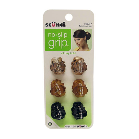 Scunci No-Slip Grip Mini Octopus Jaw Clips, Assorted, 6 Count, 1 Pack Each, By Conair
