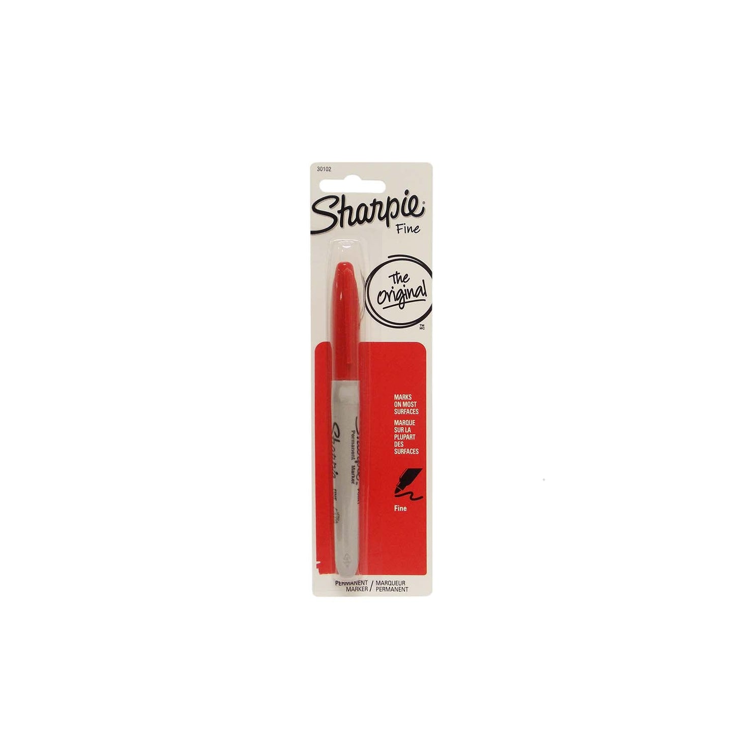 Sharpie Permanent Red Marker, Fine Point, #30102, 1 Each, By Newell